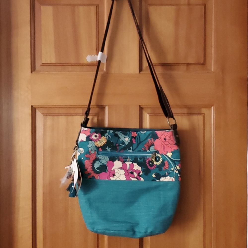 Sakroots Teal and Pink Floral Crossbody Bag - Picture 12 of 14